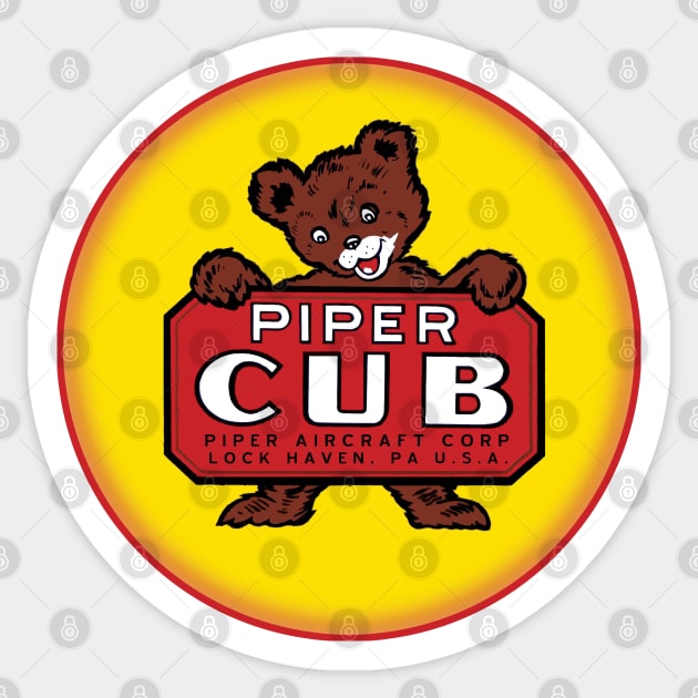 Piper Cub Aircraft Sticker by Midcenturydave